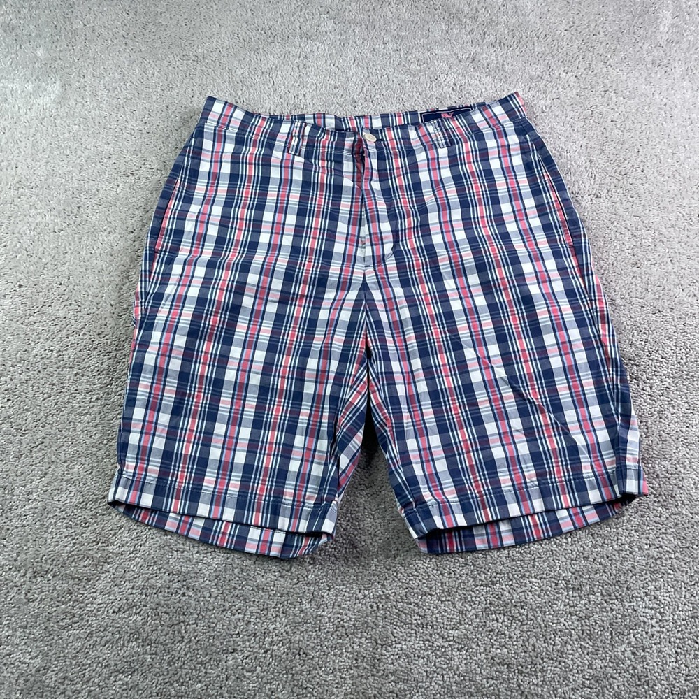 Vineyard Vines Shorts Mens 32 Blue Red Plaid Club Short Classic Preppy Coastal